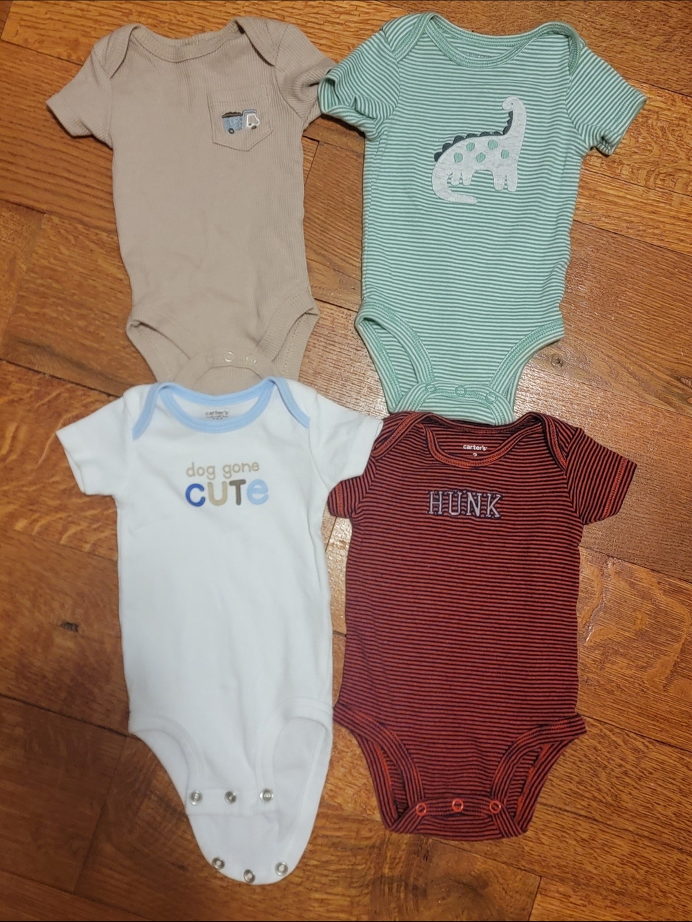 0-3M Baby Boy Bodysuit Lot | Carter’s Dinosaur Hunk Dog Gone Cute